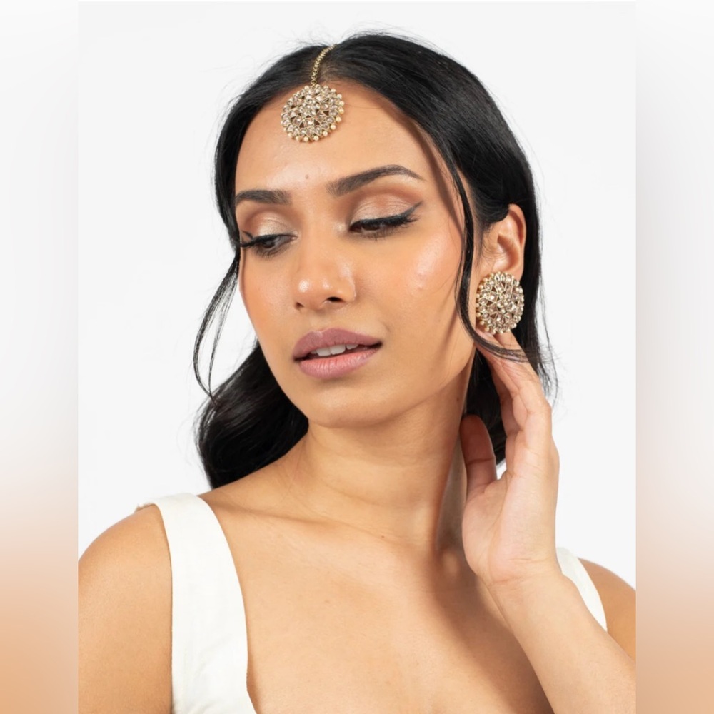 The Saree Room | Champagne Chainmail Tikka Set